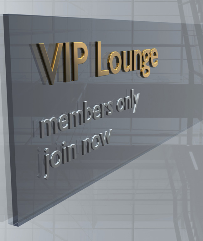 Sign on wall saying VIP Lounge Members Only