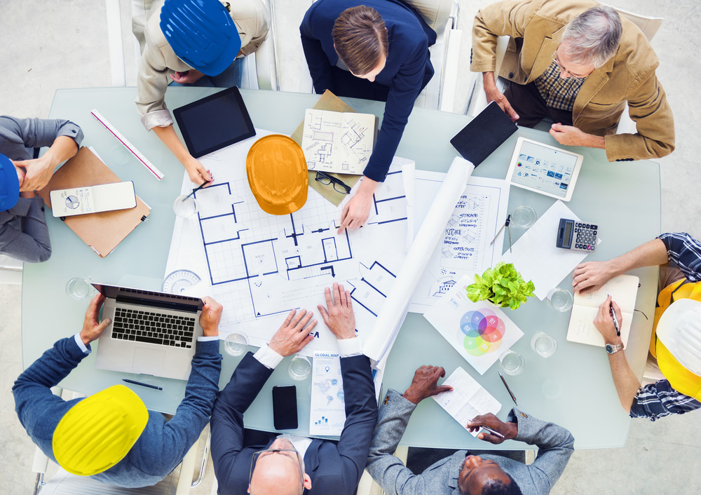 Group of contractors and designers discussing project